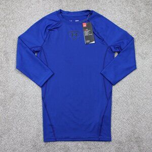 Under Armour Shirt NWT Mens Small Blue UA Compression 3/4 Sleeve Heatgear L/S